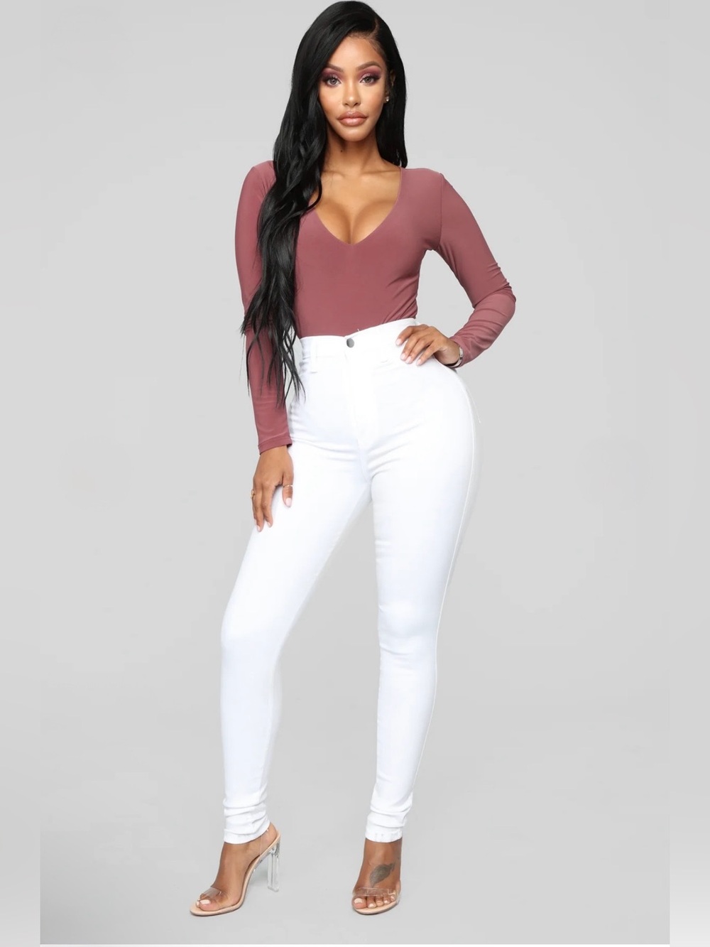 FashionNova High Waisted White Jeans, High Rise, Size 11